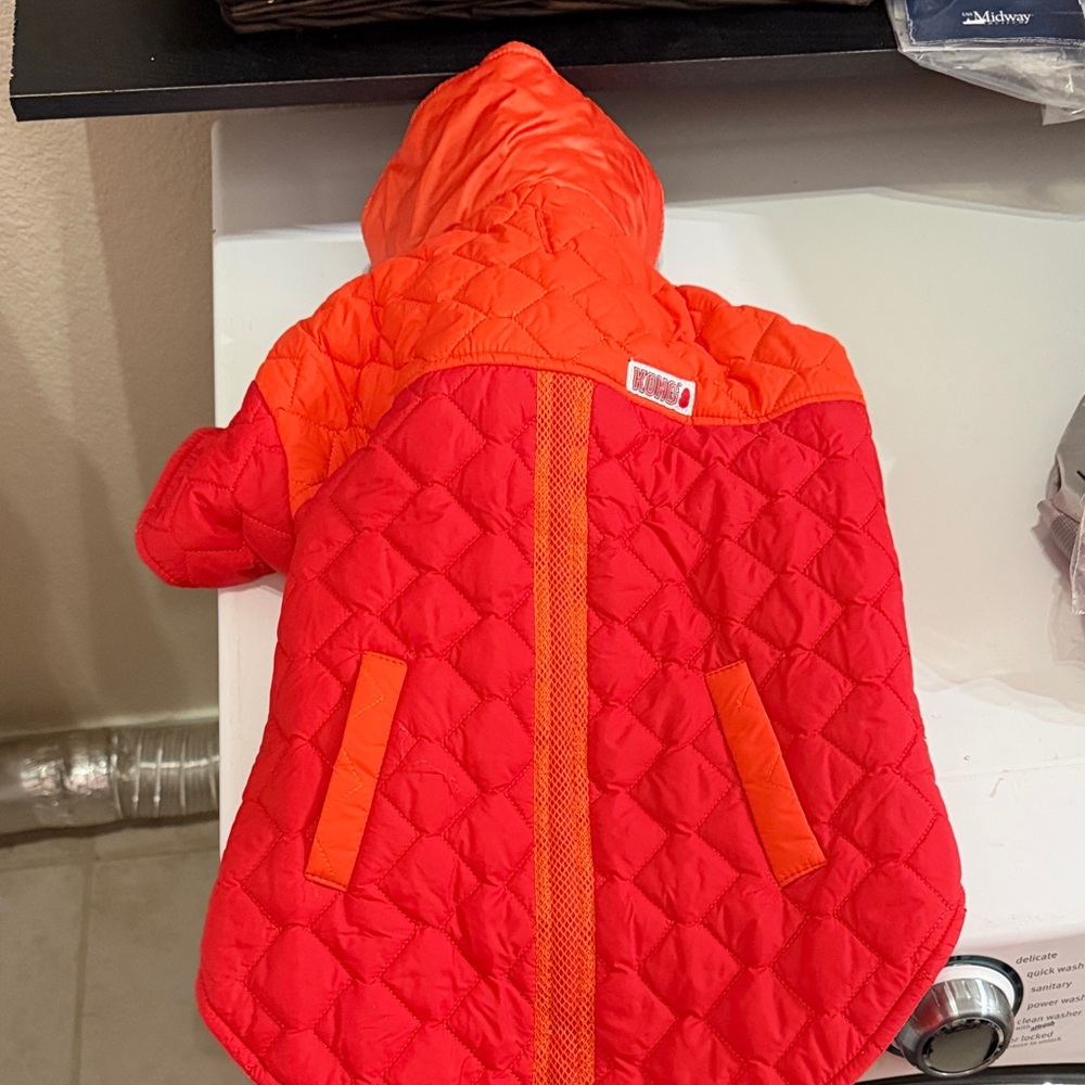 Dog Quilted Jacket - Red and Orange- kong
